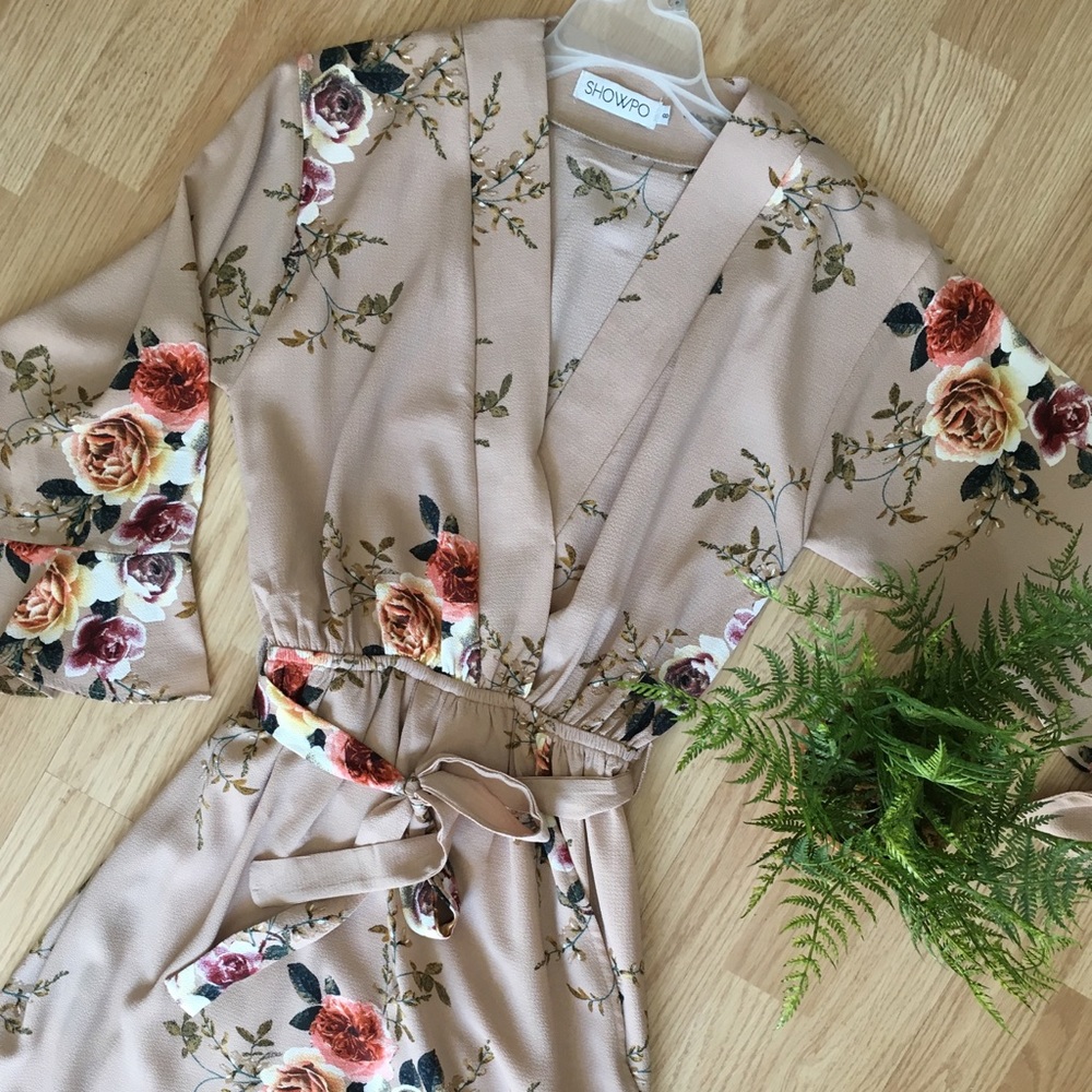 SHOWPO floral taupe dress